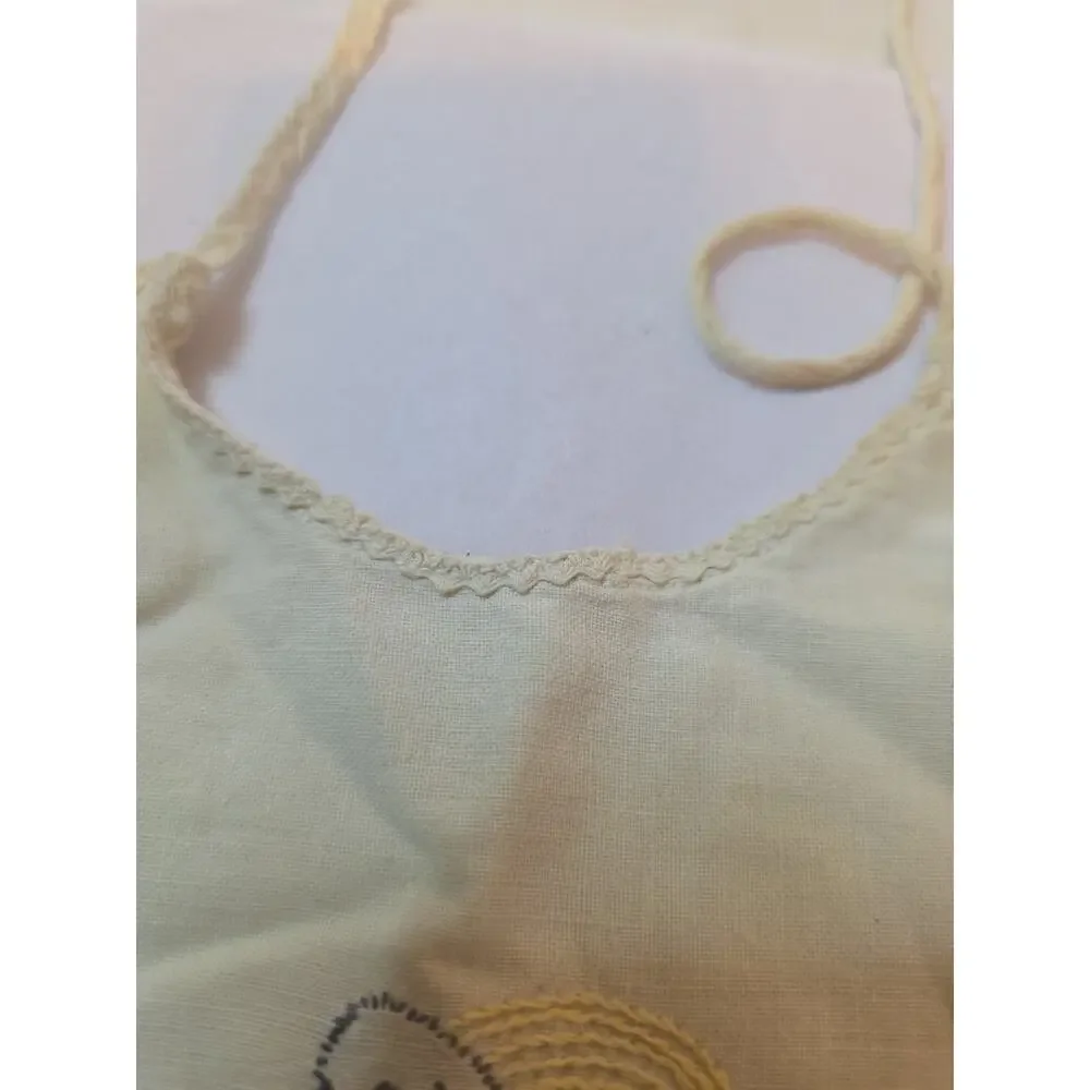 Vintage Baby Toddler Bib hand embroidered boarder Breakfast